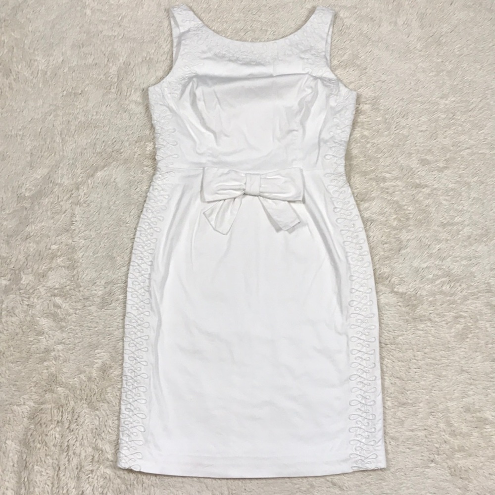Lilly Pulitzer Classic White Sheath Bow Dress 6 - Picture 1 of 9